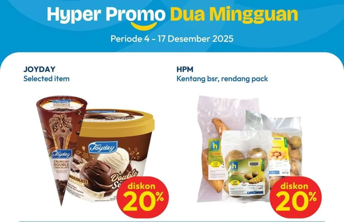 Promo Hypermart Dua Mingguan 4-17 Desember 2025, Es Krim-Kentang Rendang Diskon 20%