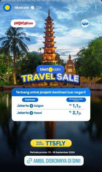 Tiket.com Travel Sale 13-18 September 2024