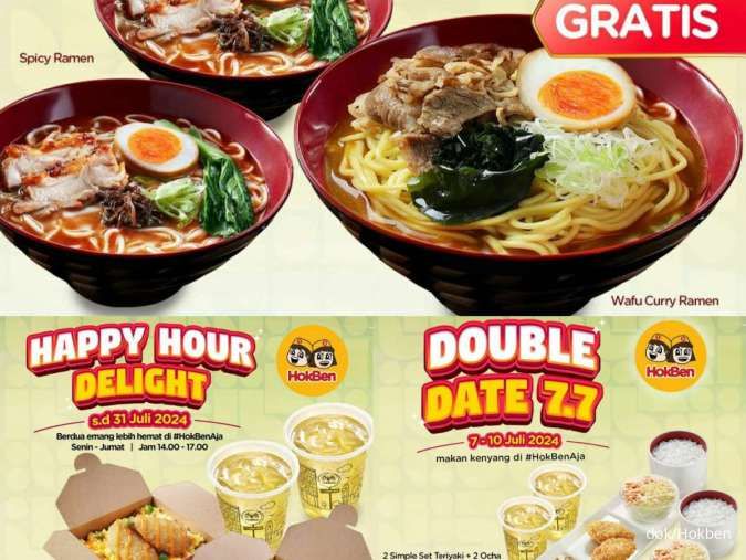Promo 7.7 Hokben Double Date, Pesan 2 Simple Set-Ocha Diskon Periode 7-10 Juli 2024