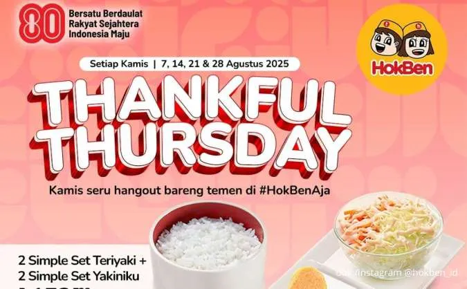 Promo HokBen Thankful Thursday Tiap Kamis, Paket Berempat Mulai Rp 22.000-an/Orang