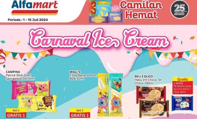 Promo Alfamart 1-15 Juli 2024, Es Krim Wall's dan Camilan Tango Beli 2 Gratis 1