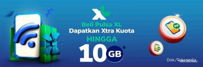 Promo XL di Tokopedia, Beli Pulsa Dapat Bonus Kuota Hingga 10 GB