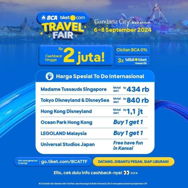 Promo BCA tiket.com Travel Fair 6-8 September 2024