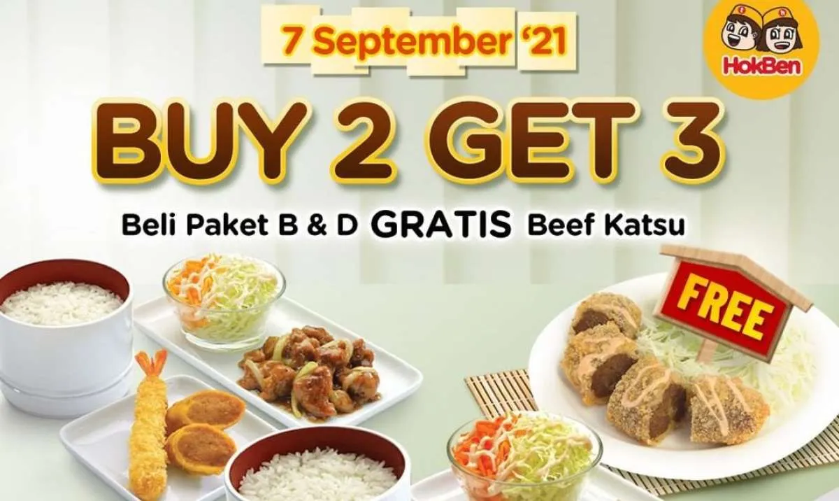 Promo HokBen terbaru di 7 September 2021, beli 2 dapat 3 untuk menu paket B dan D