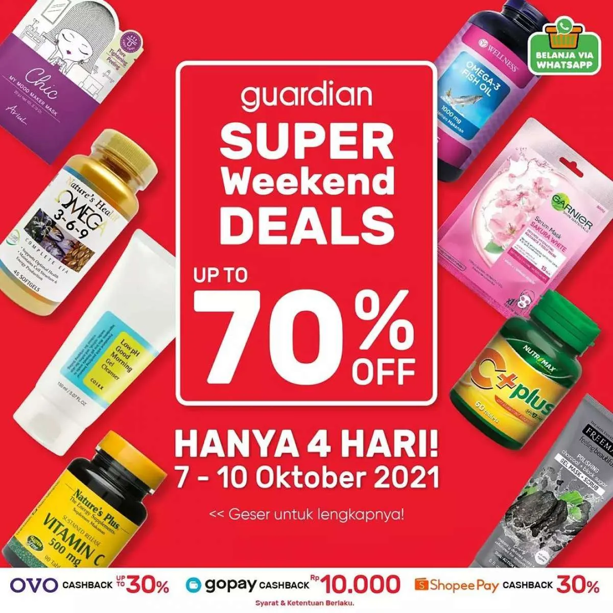 Promo Guardian 7-10 Oktober 2021, Aneka Skincare dan Produk Kesehatan Diskon s/d 70%