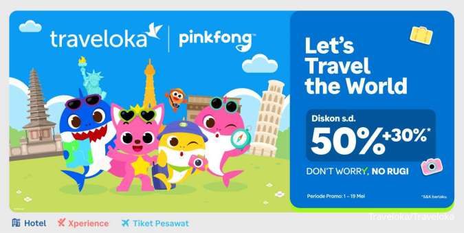Sambut Libur Sekolah Traveloka Berkolaborasi dengan Pinkfong, Banyak Promo Menarik!