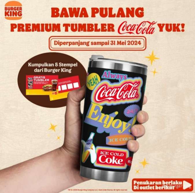 Promo Burger King Gratis Tumbler Coca-Cola di Bulan Mei 2024