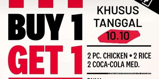 Promo KFC 10.10 Terbaru Selasa 10 Oktober 2023, Beli 1 Gratis 1 Hanya Hari Ini!