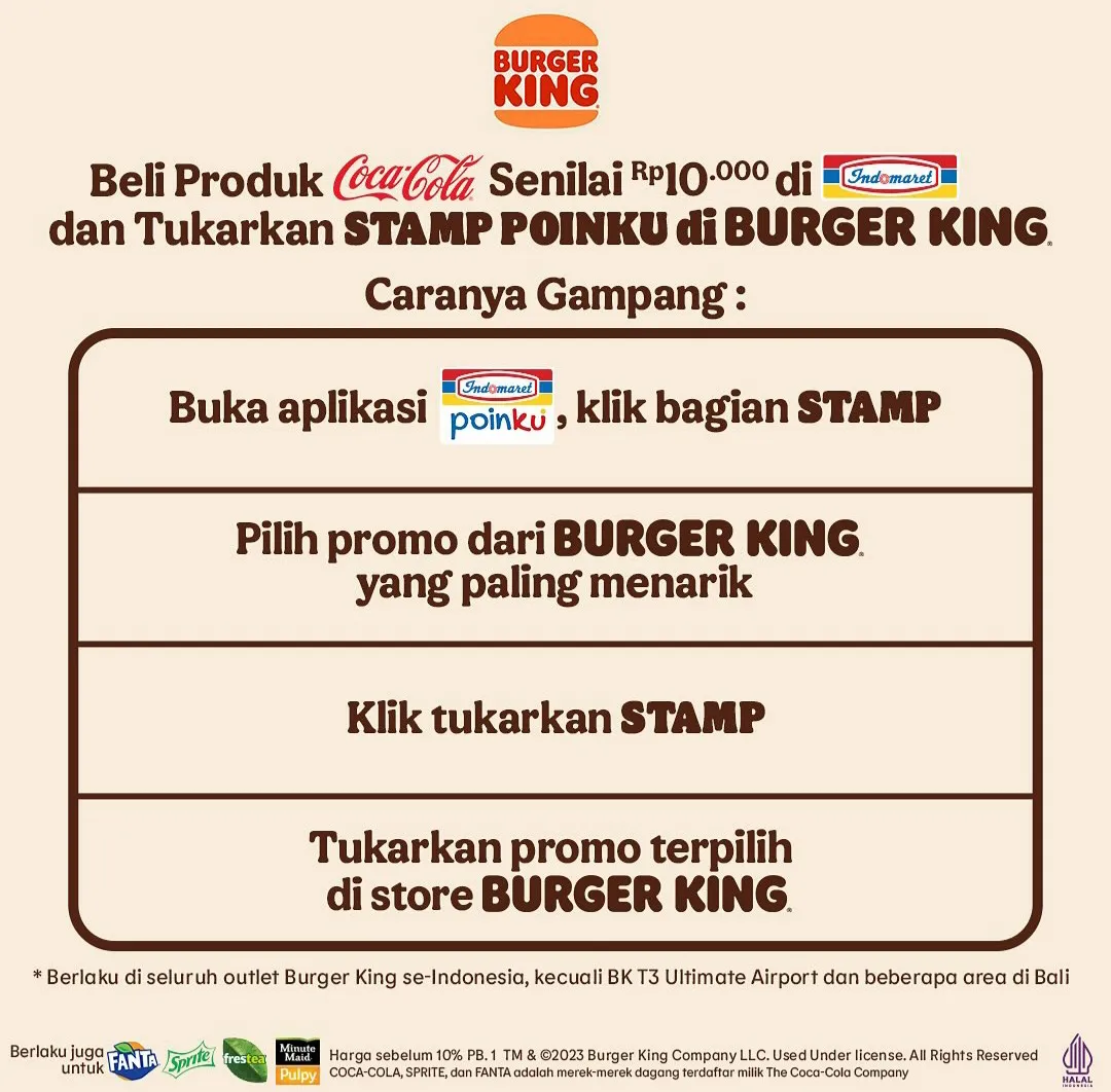 Promo Burger King x Indomaret Beli Produk Coca Cola dapat Paket BK cuma Rp 20.000