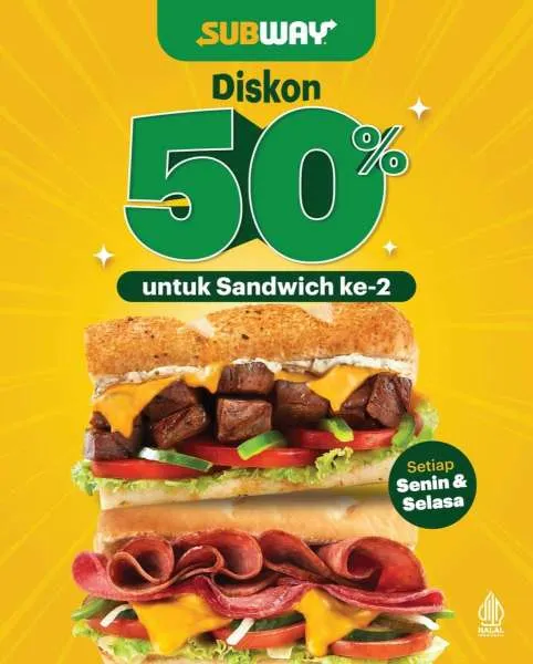 Promo Subway Diskon 50% Sandwich ke-2