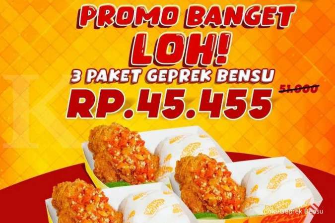 Promo Geprek Bensu 8 Februari 2022, Tiap Selasa Ada 3 Paket Geprek Bensu Rp 45.455