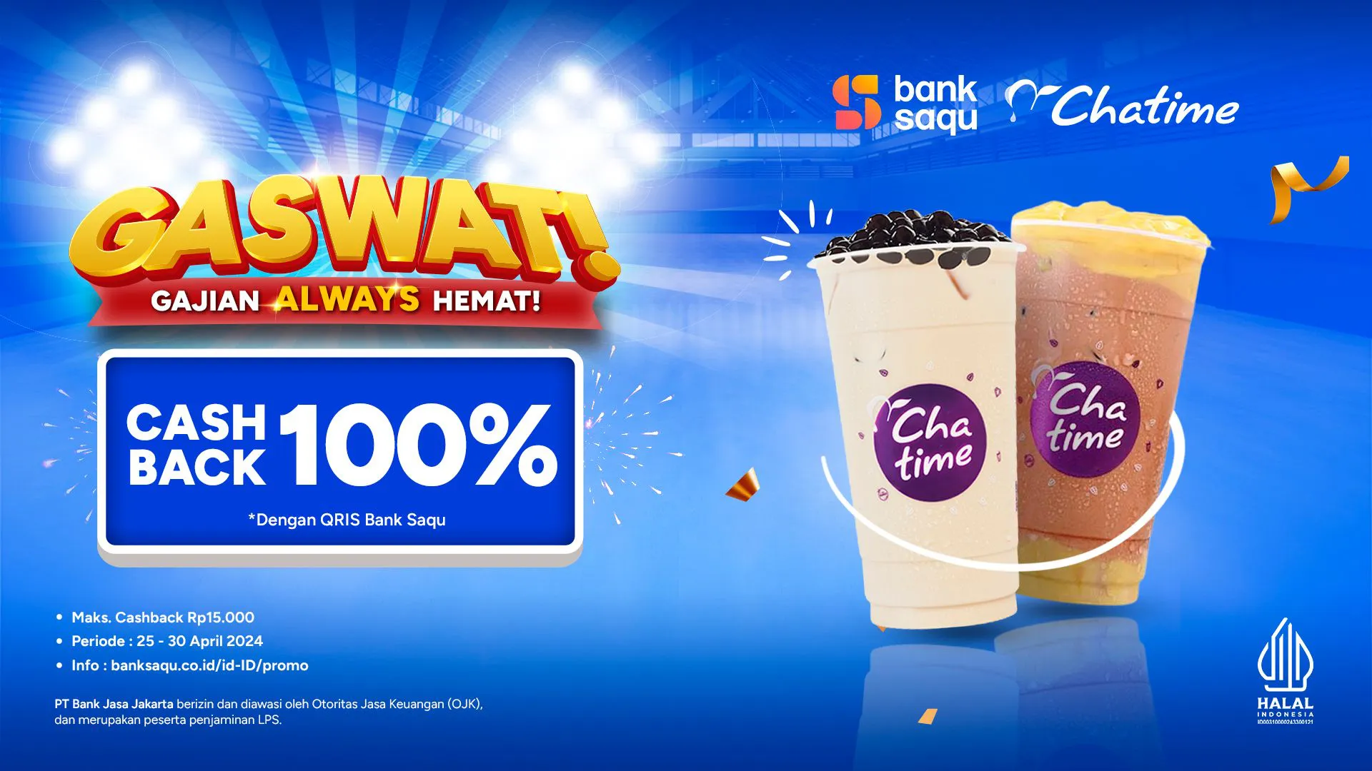 Promo Bank Saqu Gaswat Cashback 100% di Hokben, Chatime, hingga Mangkokku