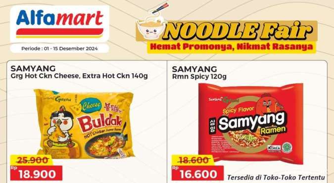 Promo Alfamart Noodle Fair 1-15 Desember 2024, Samyang Aneka Rasa Lebih Murah