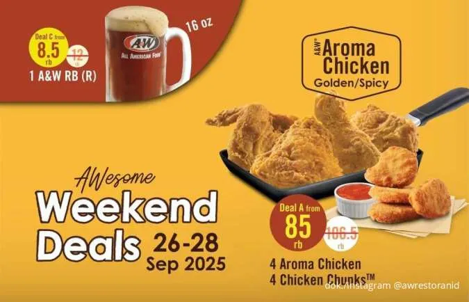 Nikmati Ayam Super Hemat dan Gratis Burger di Promo A&W Weekend Deals 26-28 September
