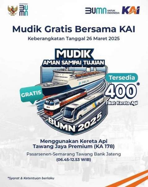 Mudik Gratis dengan KAI di Lebaran Tahun 2025