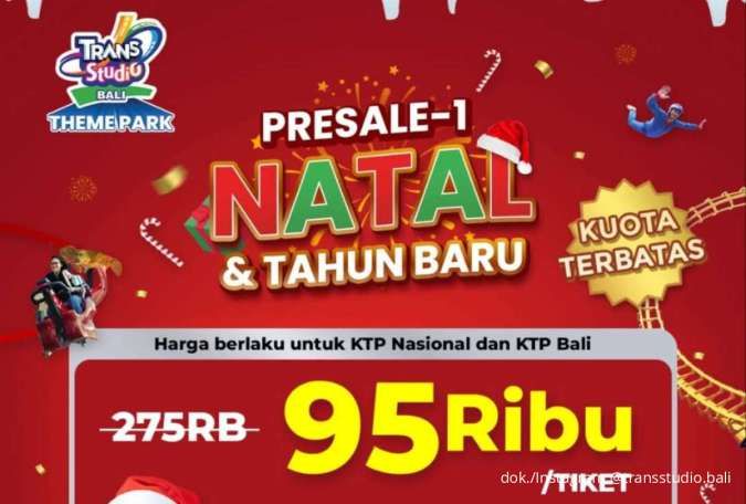 Promo Natal & Tahun Baru Trans Studio Bali, Tiket Presale Terbatas Cuma Rp 95K