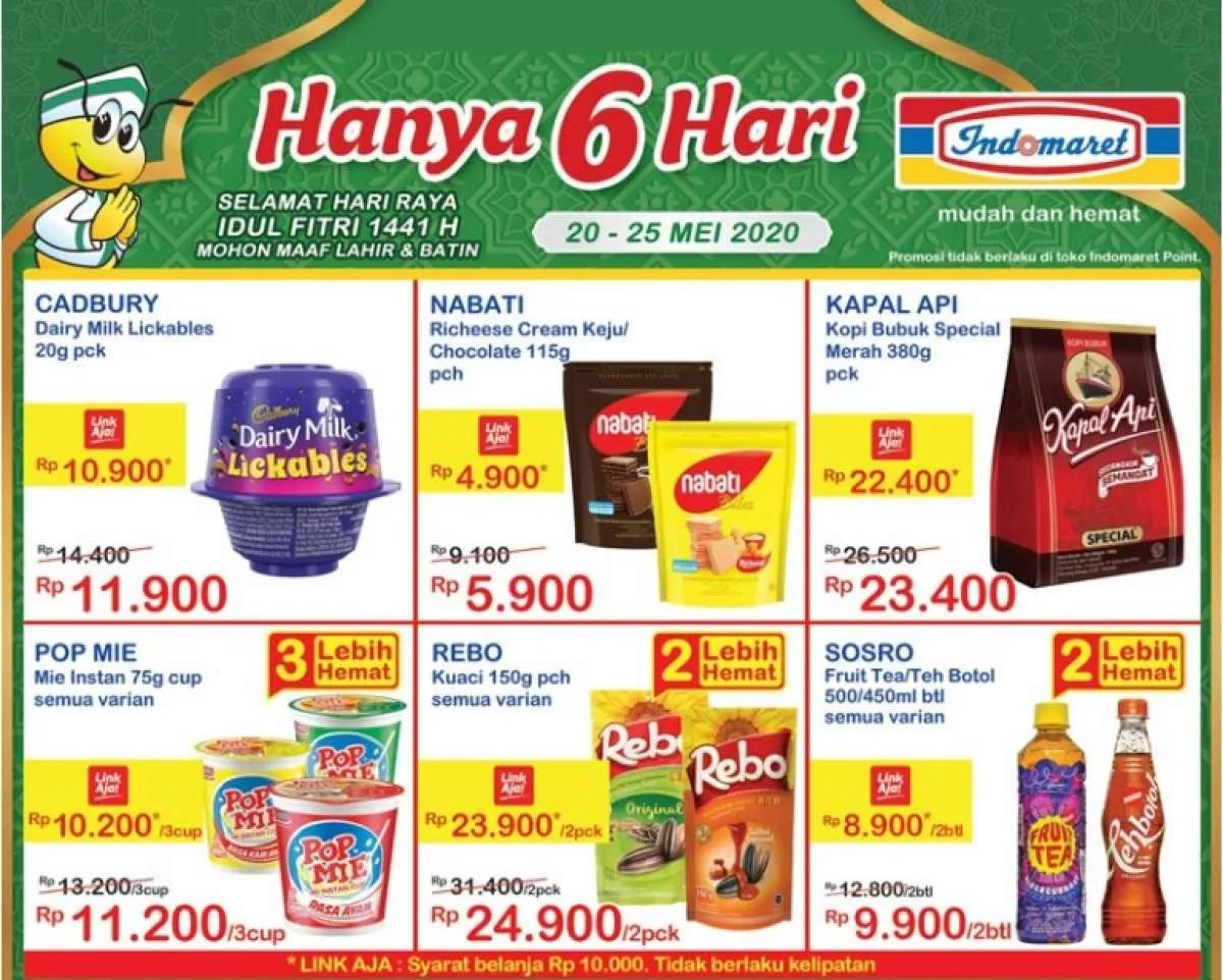 Promo Indomaret Hanya 6 Hari terbaru, 20-26 Mei 2020!