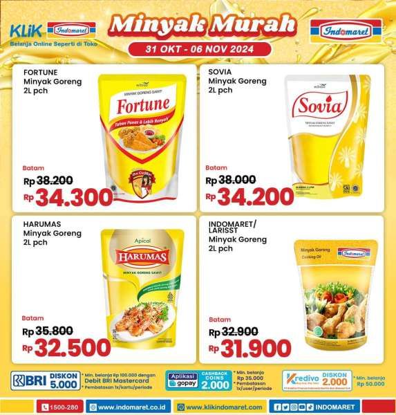 Promo Minyak Goreng Murah di Indomaret 31 Oktober-6 November 2024