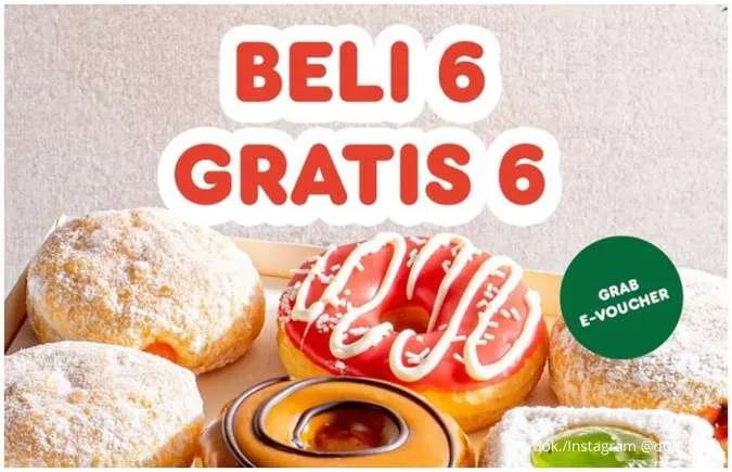 Promo Dunkin Beli 6 Gratis 6 dengan Grab E-Voucher sampai 31 Mei, Puasnya Maksimal