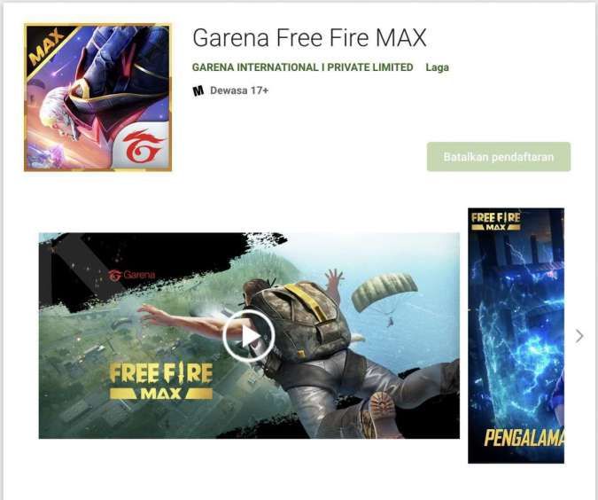 Pre-register Free Fire MAX di Play Store