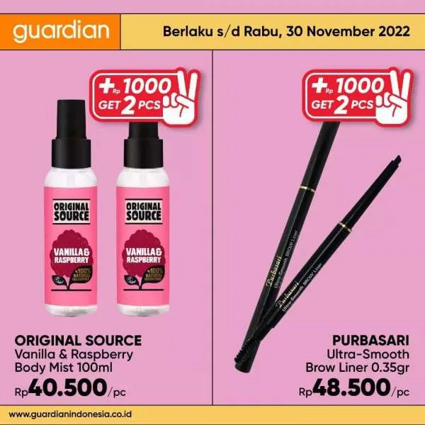 Promo Guardian +1000 Get 2 Pcs Periode 24-30 November 2022
