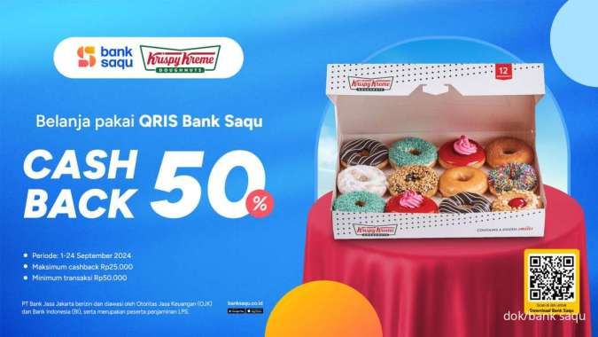 Promo Krispy Kreme Cashback 50% Edisi 1-24 September 2024 via Bank Saqu