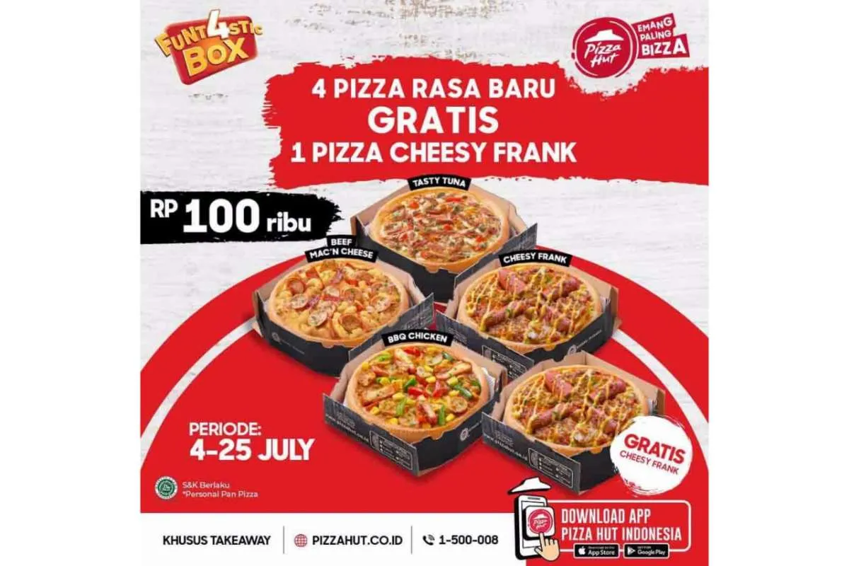 Promo Pizza Hut hari ini 14 Juli 2021: 5 Pizza hanya Rp 100.000 saja