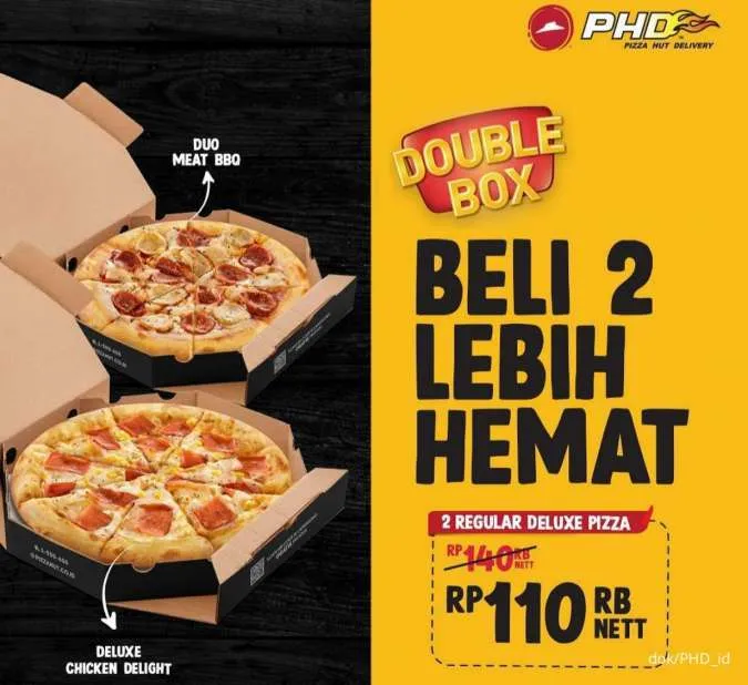 Promo PHD Double Box isi 2 Regular Deluxe Pizza 