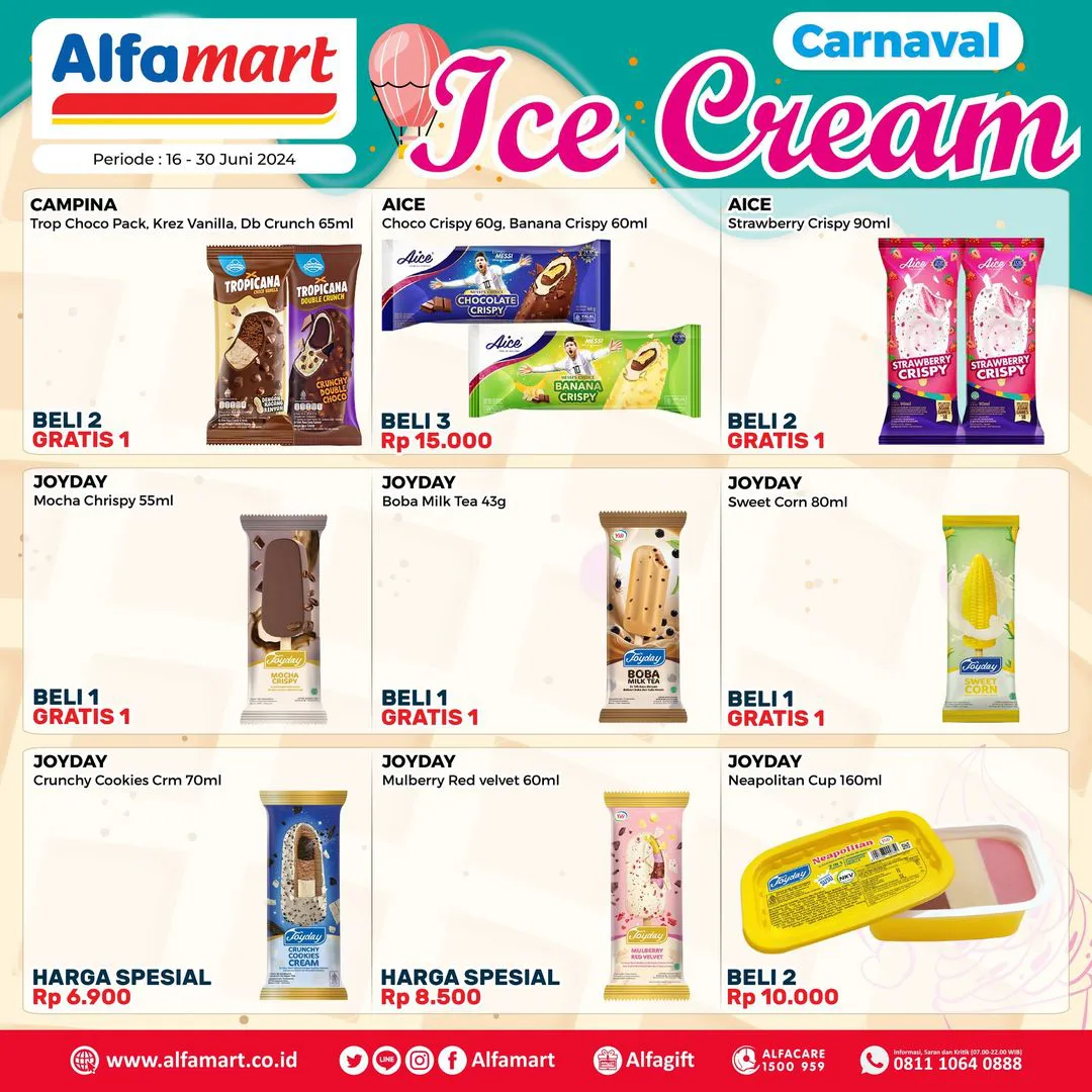 Promo Alfamart Carnaval Ice Cream Periode 16-30 Juni 2024
