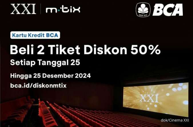 2 Promo BCA di Cinema XXI 25-27 Oktober 2024, Diskon 50% dan Gratis 1 Tiket