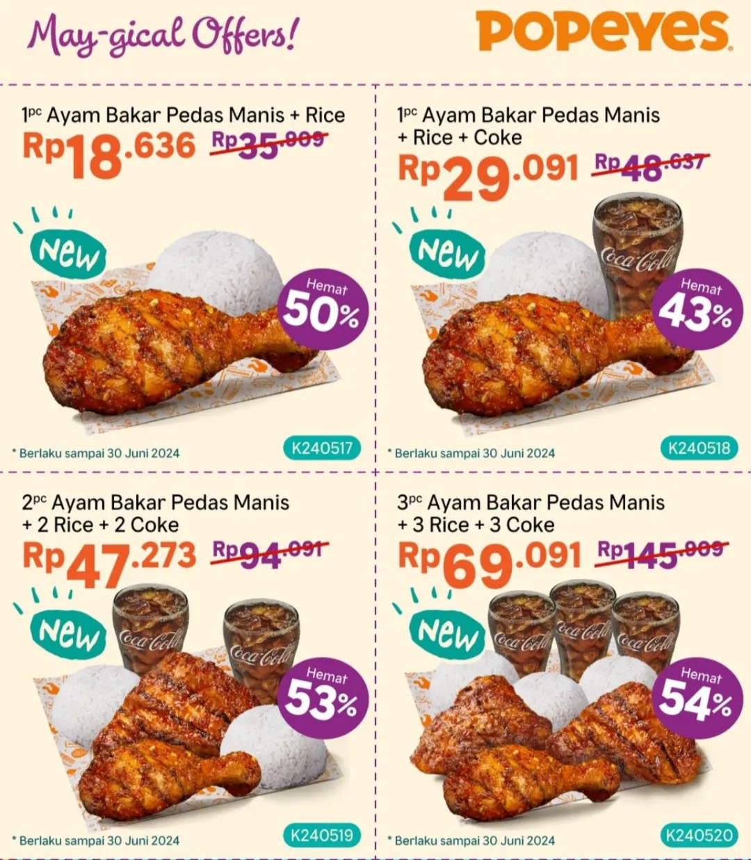 Promo popeyes voucher kupon diskon mei-juni 2024