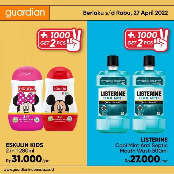 Promo Guardian +1000 Get 2 Pcs Periode 21-27 April 2022