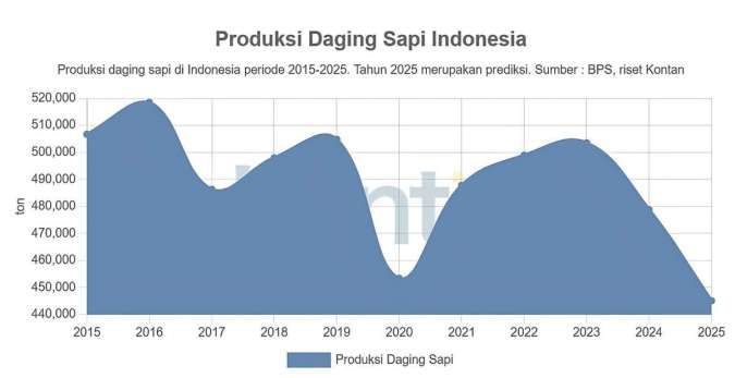 Produksi Daging Sapi 2025 Diprediksikan Lebih Rendah Ketimbang Saat Pandemi