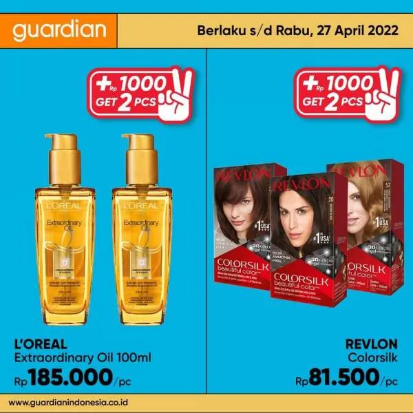 Promo Guardian +1000 Get 2 Pcs Periode 21-27 April 2022