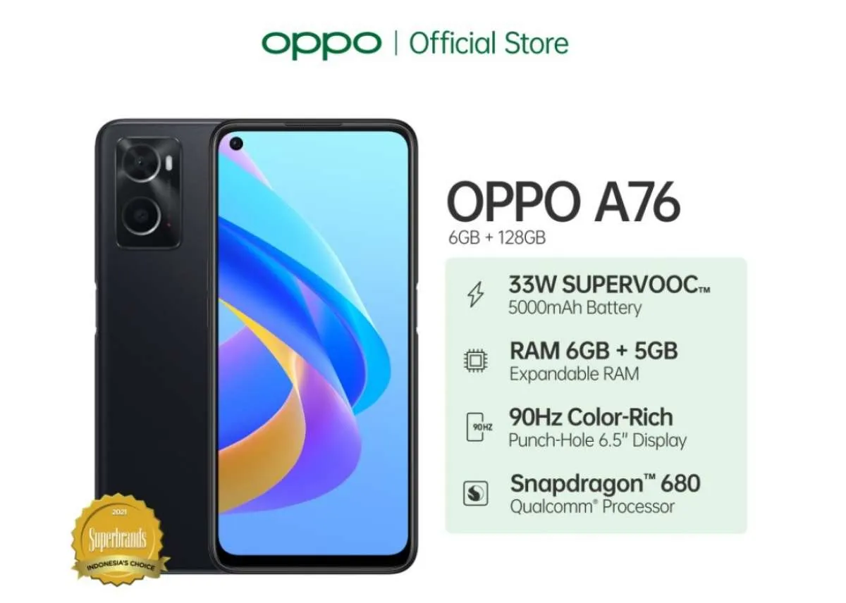 Cek Harga HP OPPO A76 RAM 6GB dan Spesifikasi Lengkapnya