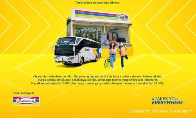 Promo Tiket Bus Damri Diskon Rp 10.000 di Indomaret, Apa Saja Syaratnya?
