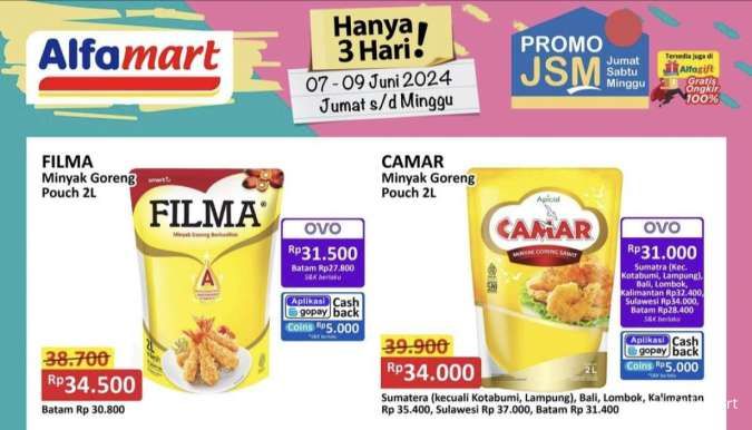 Promo JSM Alfamart Periode 7-9 Juni 2024, Minyak Goreng-Mi Instan Harga Ekonomis!