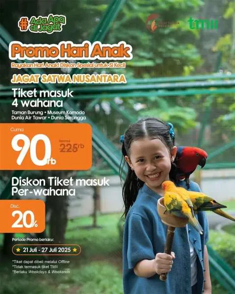 Promo Jagat Satwa Nusantara Hari Anak Nasional Diskon 20%