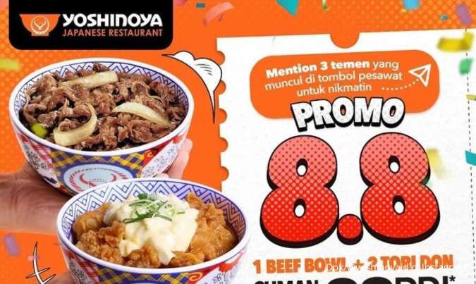 Promo 8.8 Makanan di Yoshinoya Berakhir Hari Ini 13 Agustus 2024, Cuma Rp 88.000