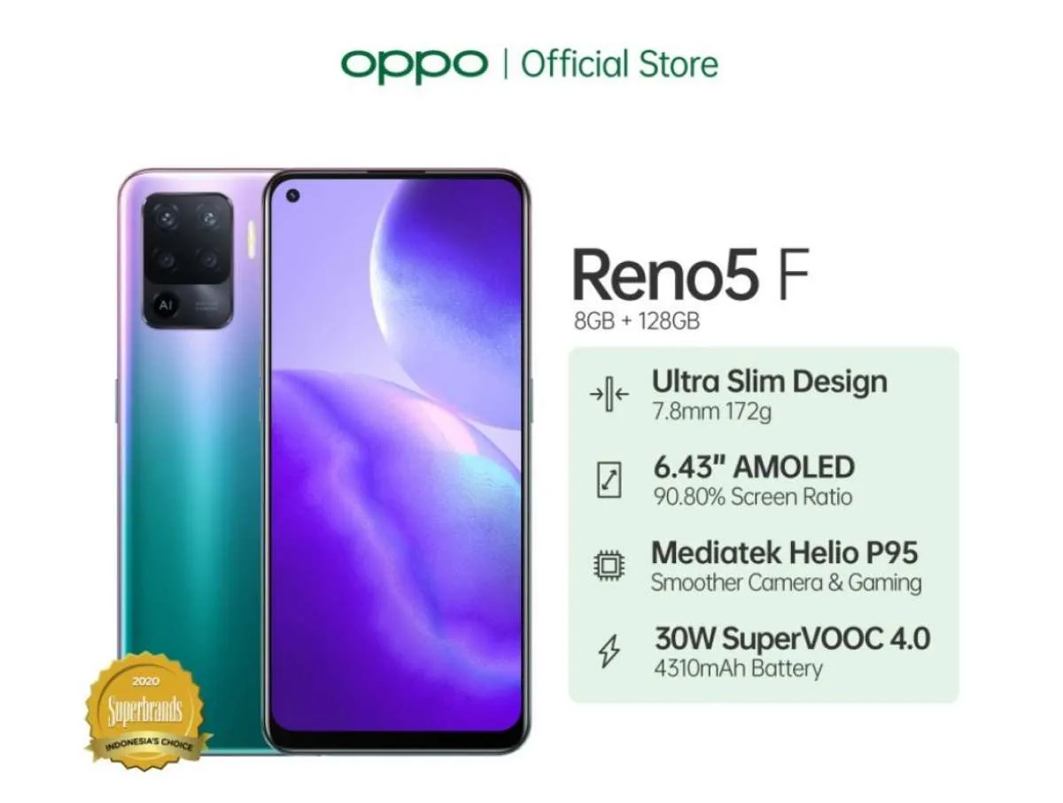 Harga HP OPPO Reno5 F Oktober 2021 mulai turun, berikut spesifikasi lengkapnya
