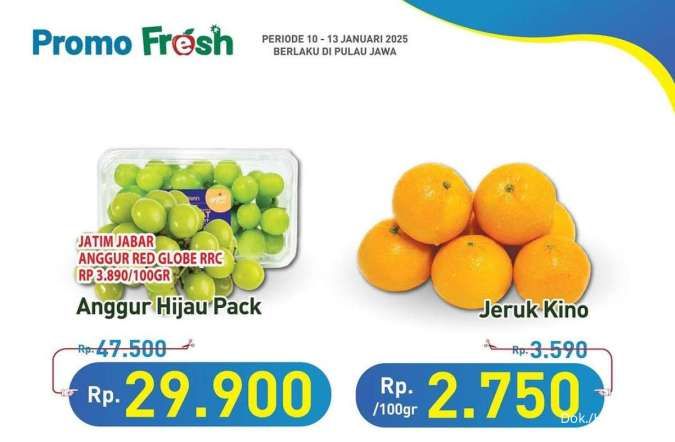 Promo JSM Hypermart Periode 10-13 Januari 2025, Anggur Hijau Diskon Rp 17.000