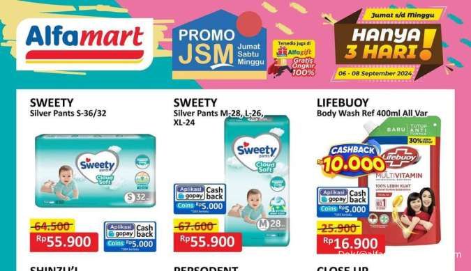 Promo JSM Alfamart 6-8 September 2024, Potongan Harga Promo Sweety Sampai Lifebuoy