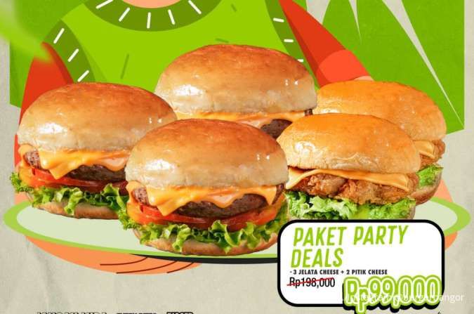 Promo Burger Bangor Paket Party sampai 4 Januari 2026, 5 Burger Cuma Rp 99.000