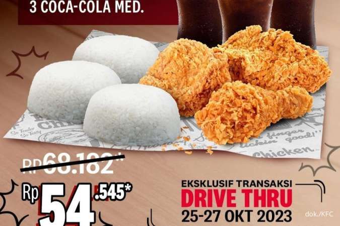 Promo KFC Diskon Jagoan Hebat Serba 3 Porsi Rp 54.545 Edisi 25-27 Oktober 2023