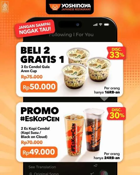 Promo Yoshinoya Beli 2 Gratis 1