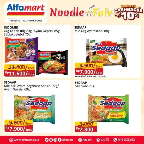 Promo Alfamart Terbaru Sampai 15 Desember 2023, Noodle Fair Cashback 10%