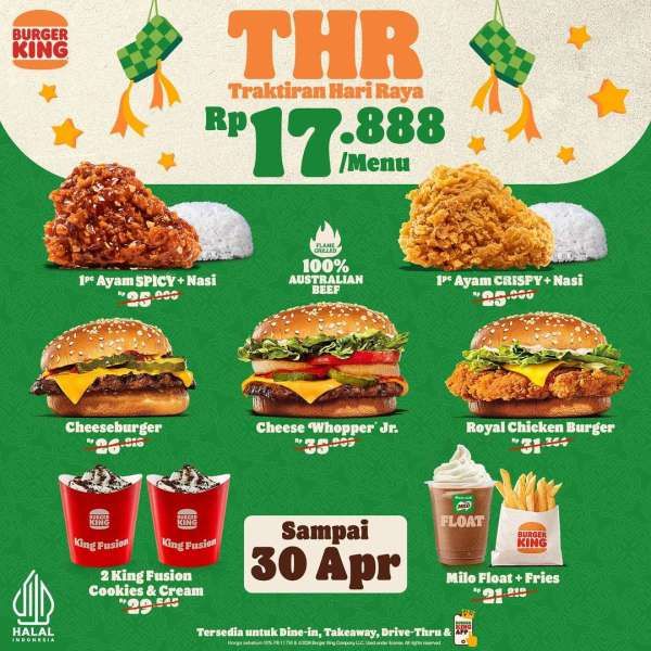 Promo Burger King Spesial THR April 2024 Serba Rp 17.000-an