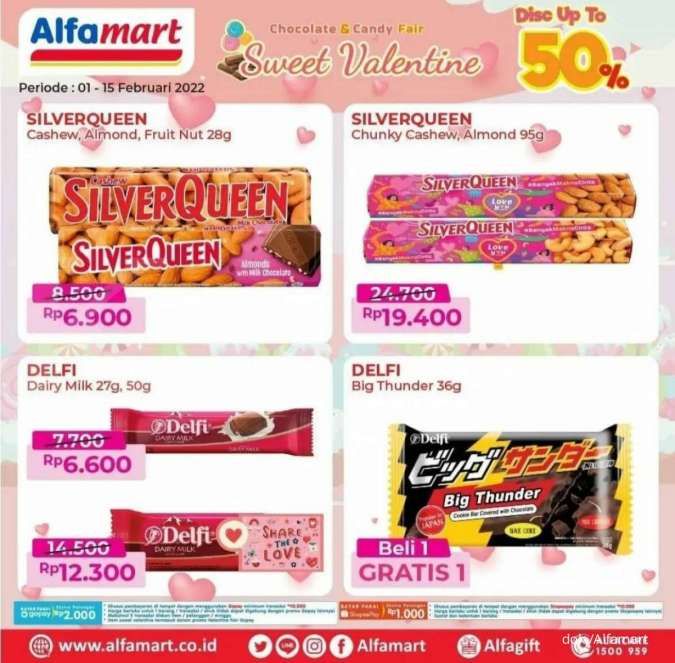 Promo Alfamart Edisi Valentine, Aneka Cokelat dan Permen Diskon 50%