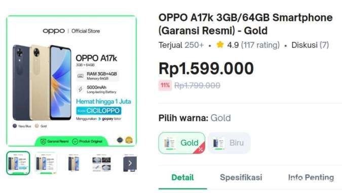 Harga HP OPPO A17k