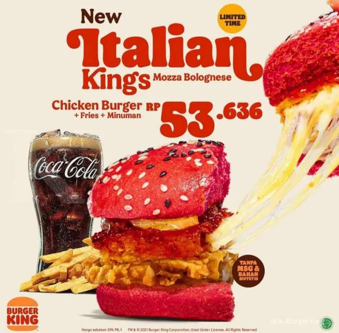 Promo Burger King - Italian Kings Mozza Bolognese
